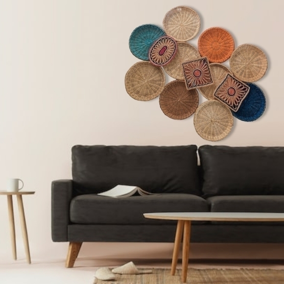 Wicker Basket and Woven Trivets Wall Decor set - 13 pieces - Picture 1 of 7